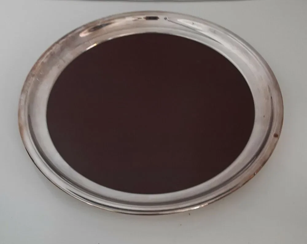 Vintage Chrome Cherry Formica Serving Tray Mid Century 12x12